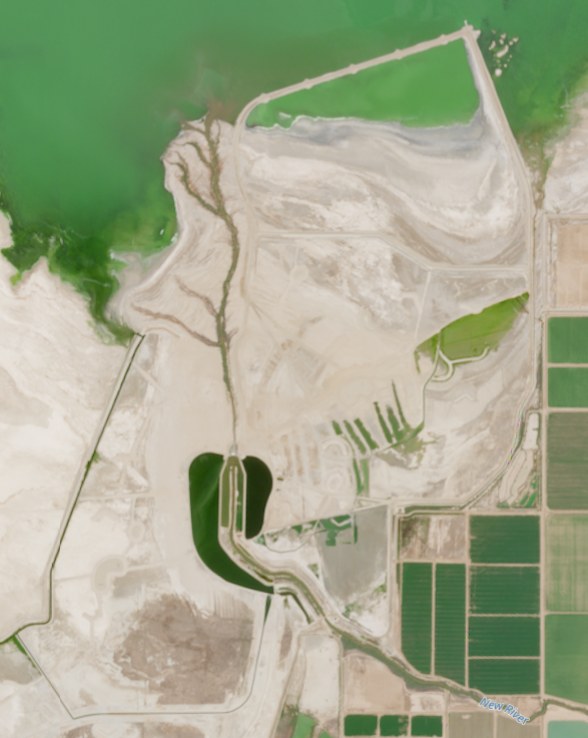 Satellite image of the SCH footprint as water begins to move into the east pond.
