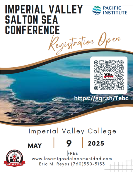 Event flyer for Salton Sea conference with registration QR Code
