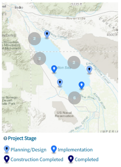 Map of the clustered project tracker locations